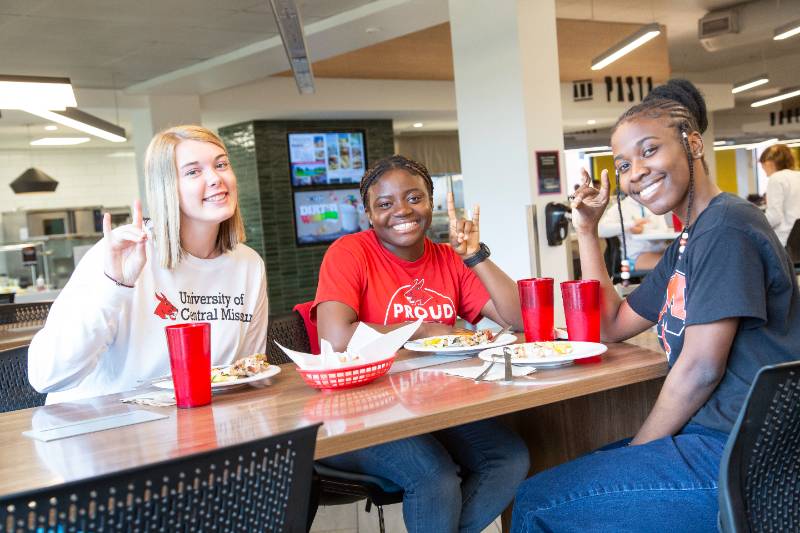 Students in a dining hall
