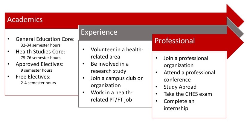 Flow chart identifying the academics, experience, and professional opportunities a HS student should consider