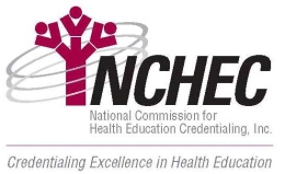 NCHEC logo appearing to be a red tree with eliptical circles around it