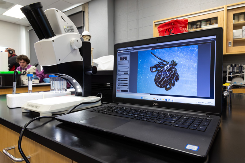 A microscope and computer in a UCM lab