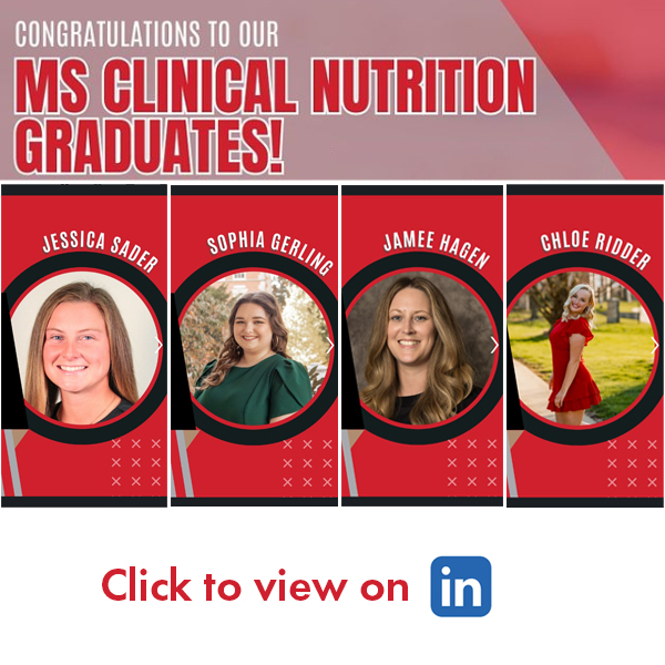 LinkedIn post for MS Clinical Nutrition Grads
