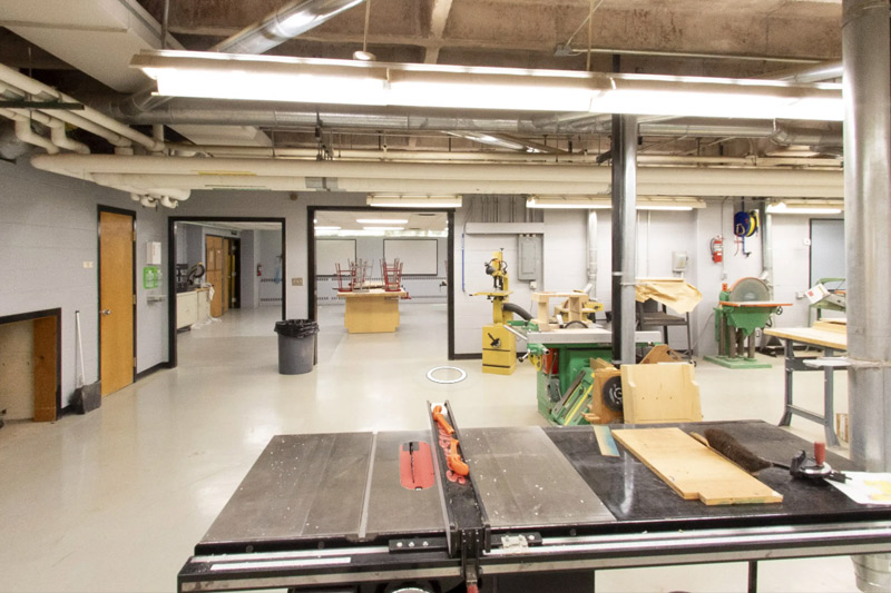A woodshop classroom on the UCM campus