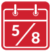 An icon of a calendar with the date 5/8 showing