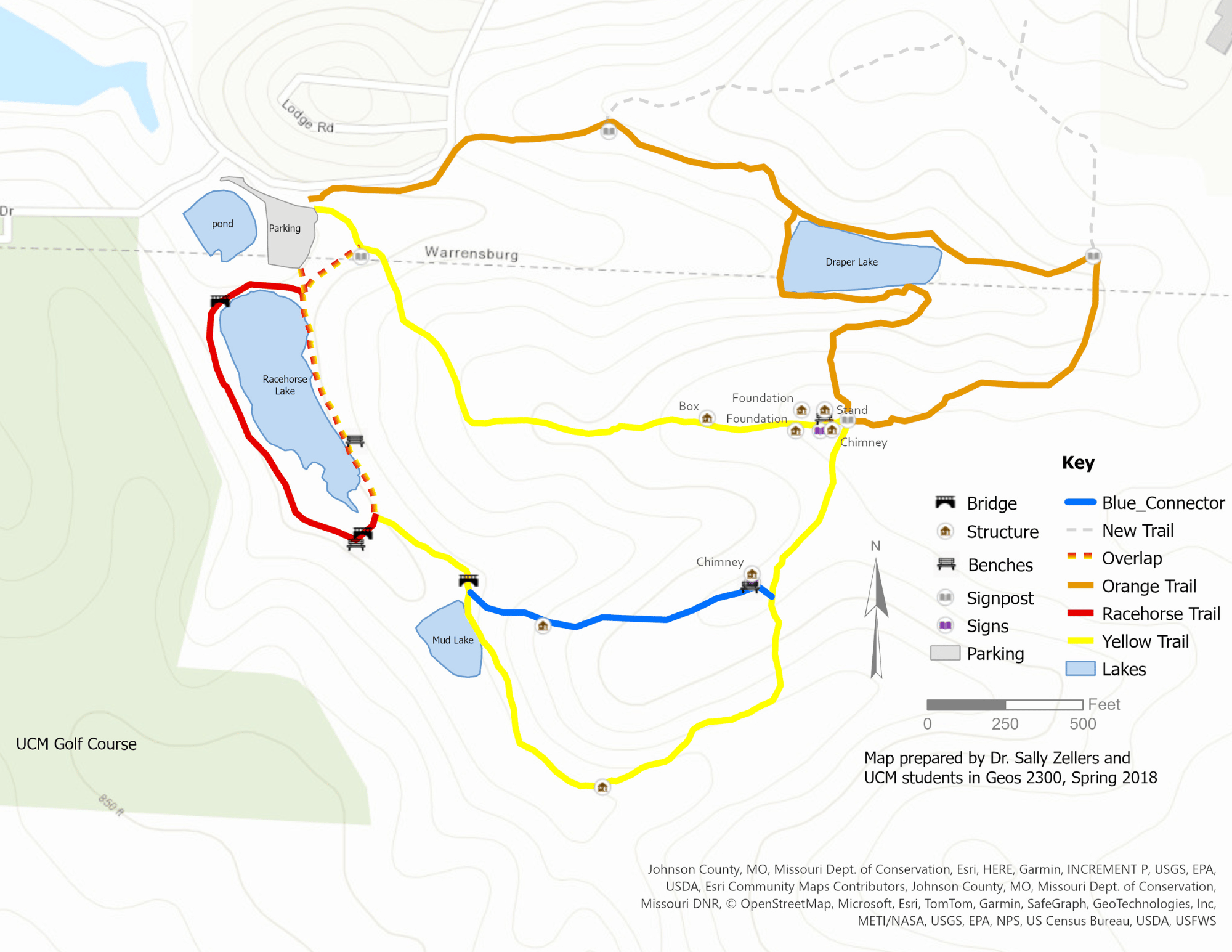 Topographical map of Pertle Spring Trail System