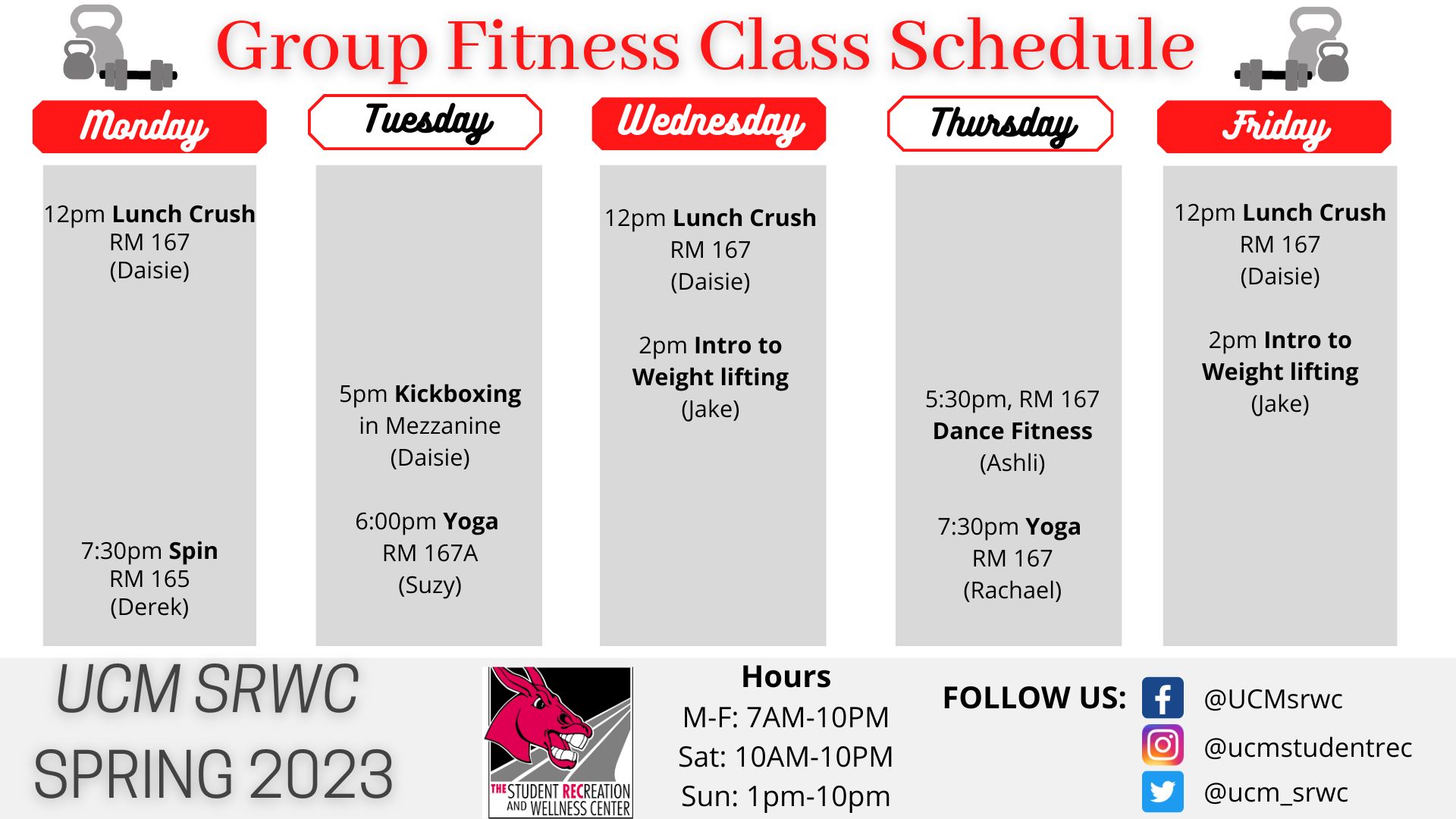 Group Fitness Schedule Spring 2023