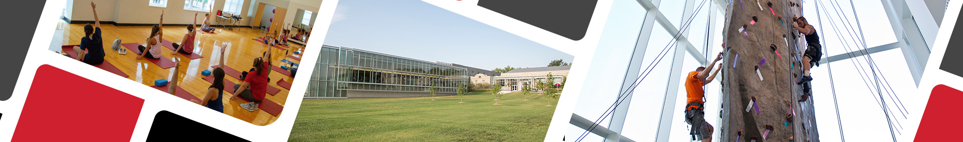 A collage of students using the rec center