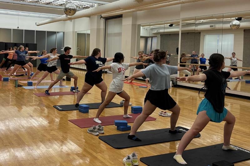 Students in a yoga class at the Rec