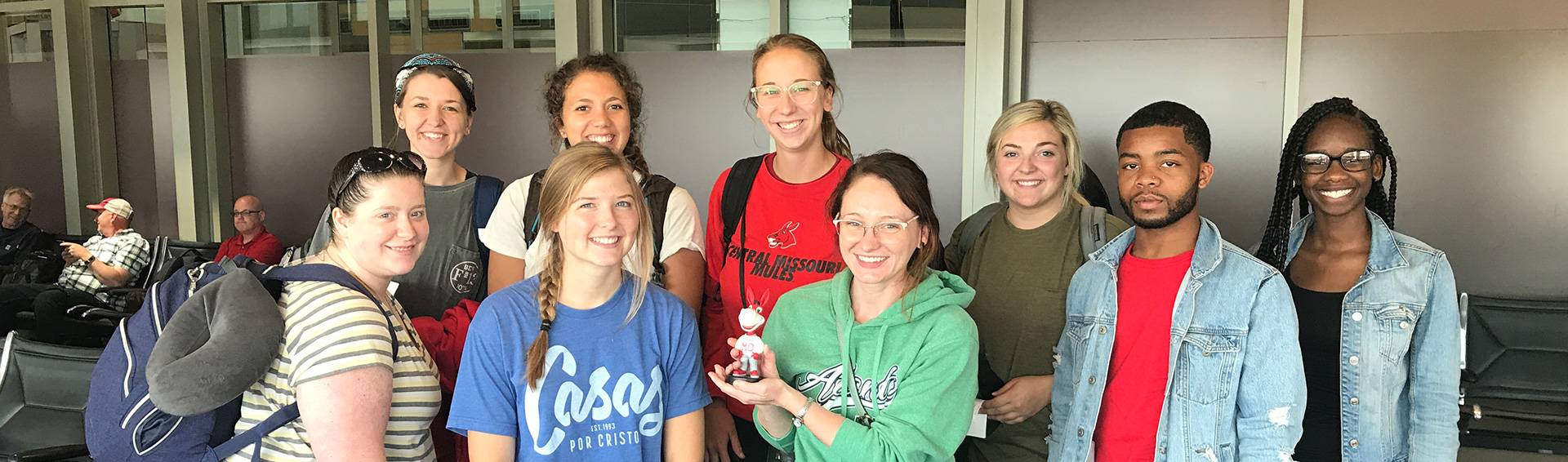 Students at the airport