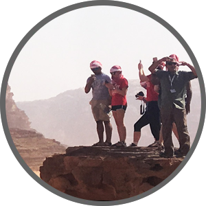 Students at a desert