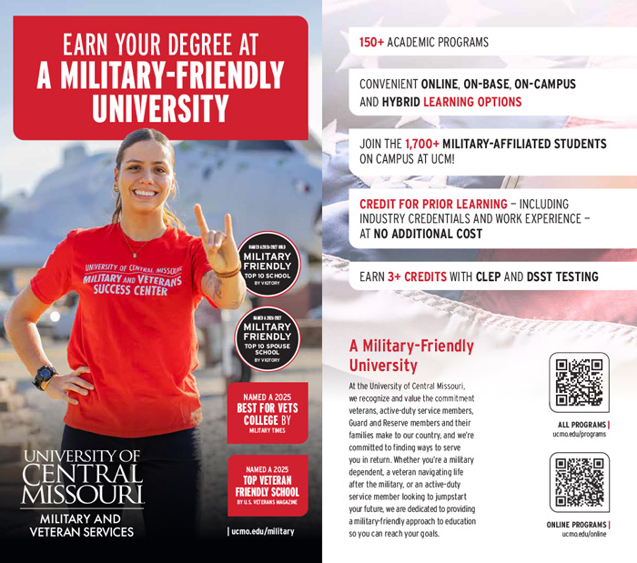 The cover of the Military and Veterans Services viewbook. Click to open pdf