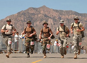 Cadets running outside