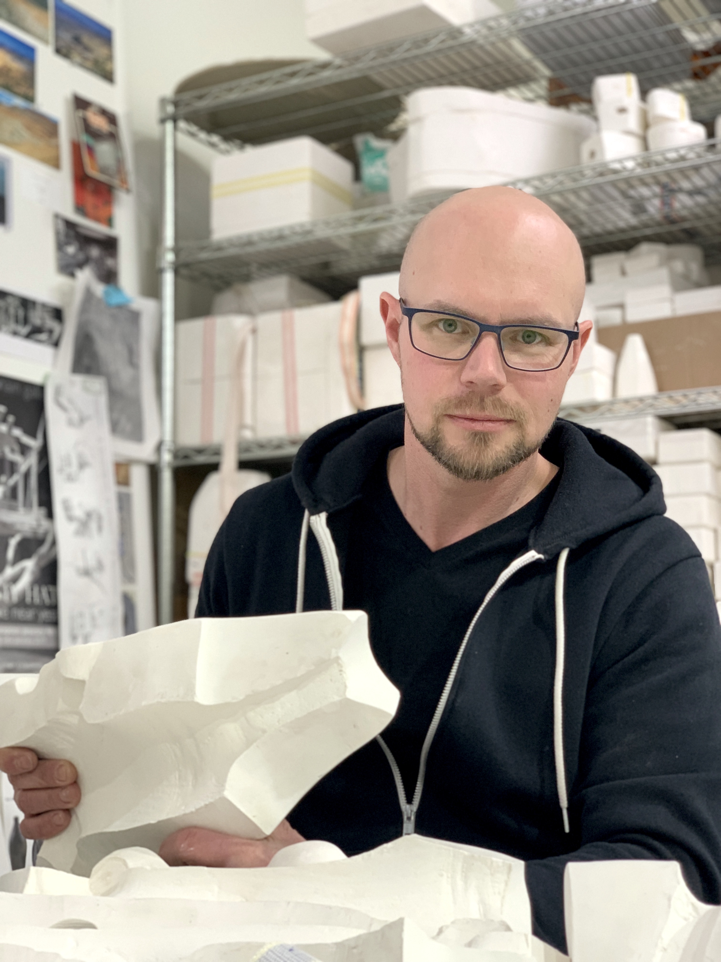 Jeremy Hatch in his ceramics studio