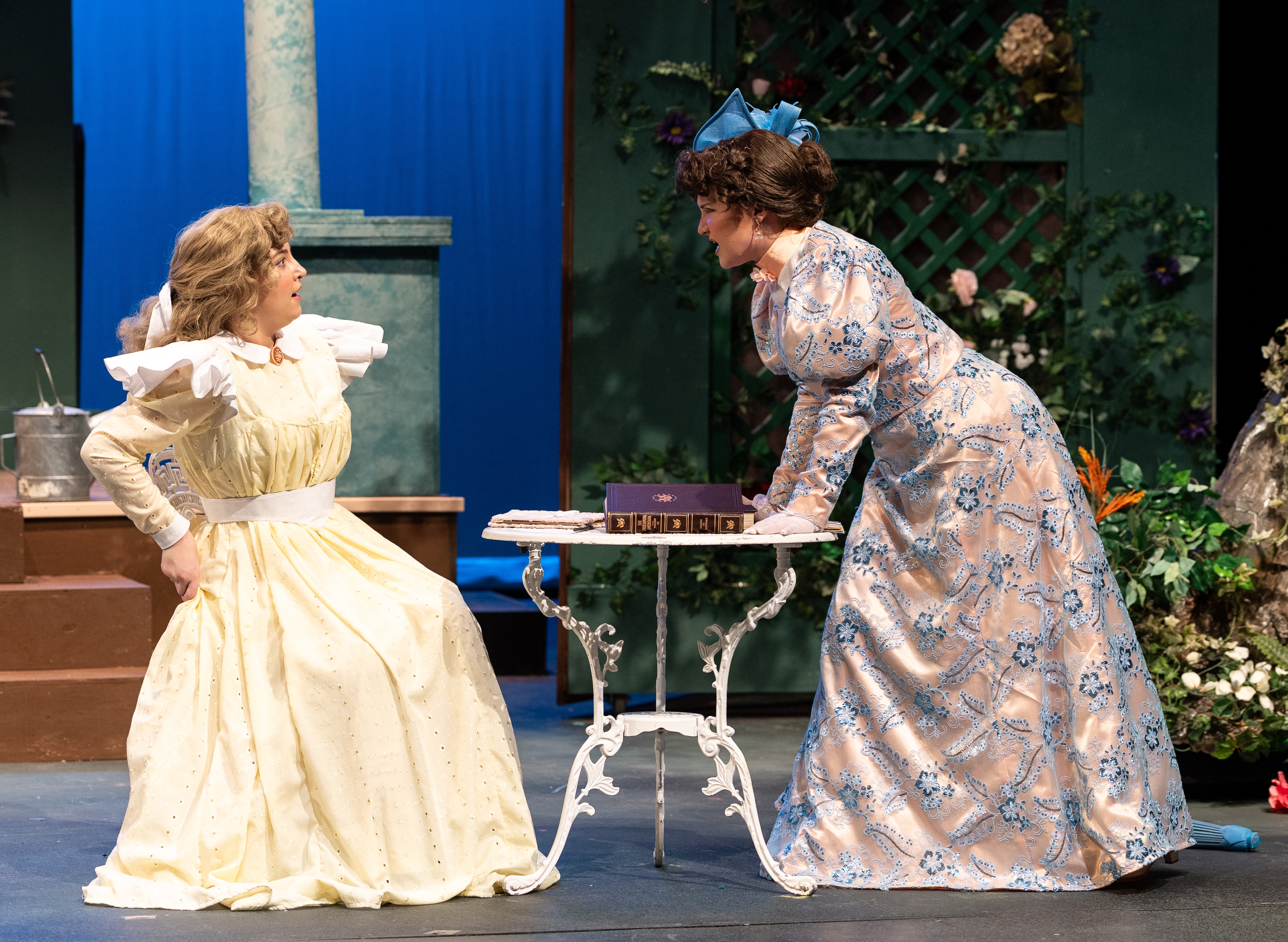 Students Grace'e Carr and Raegan Weber during a performance of “The Importance of Being Earnest”