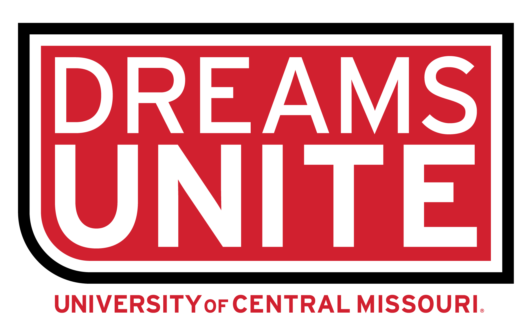 Dreams Unite logo with red and black font and "University of Central Missouri" underneath