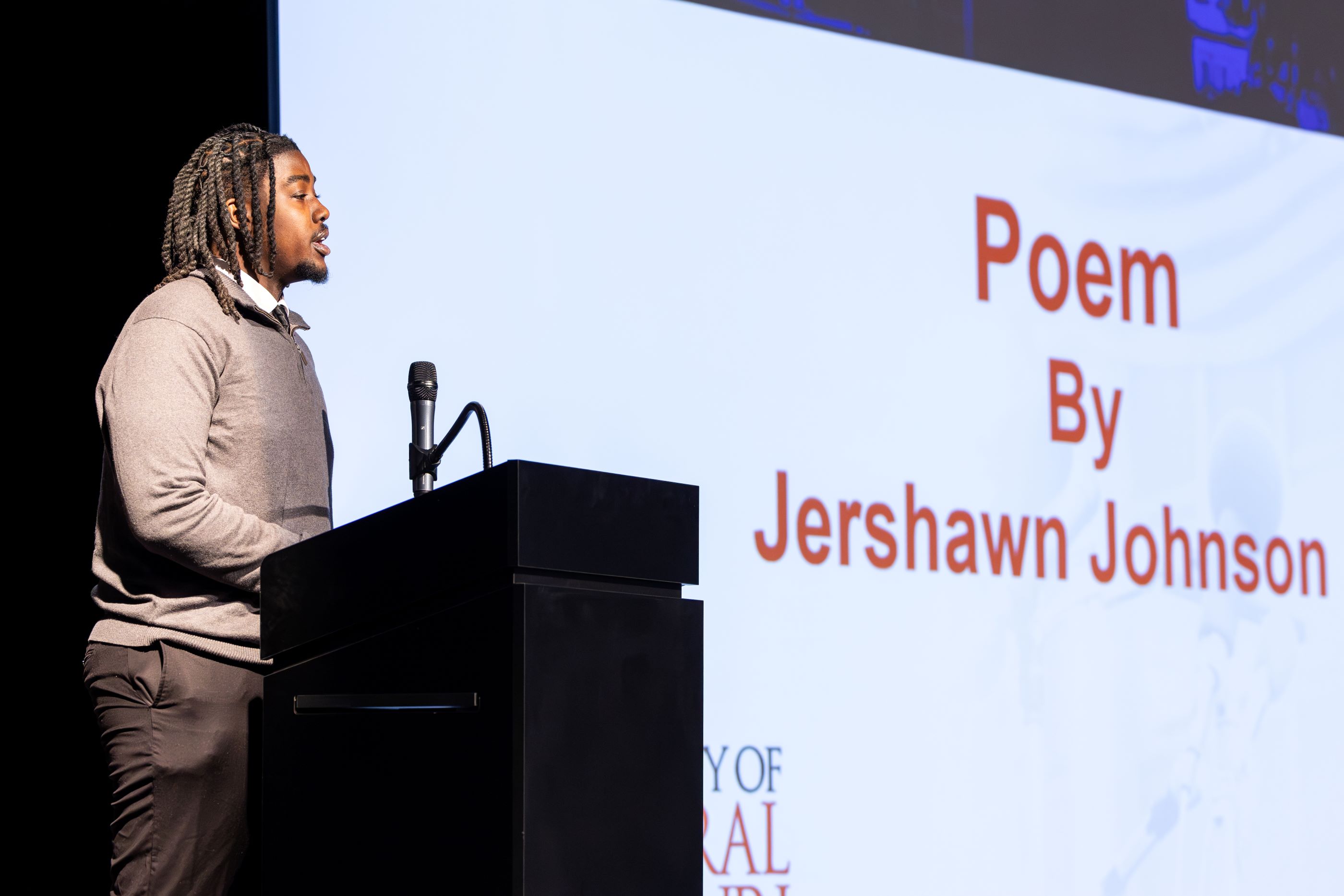 Jershawn Johnson reads an original poem