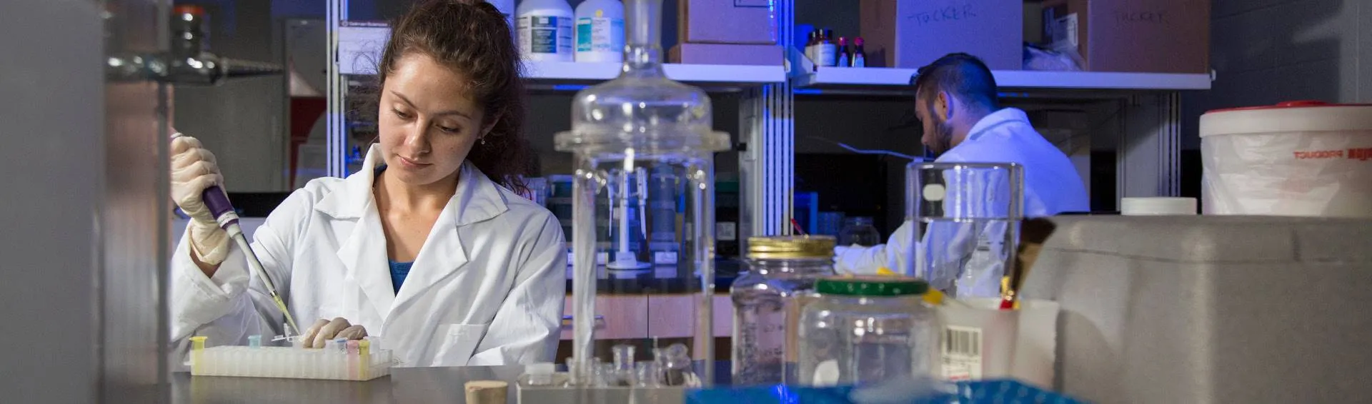 Lab technicians at work.