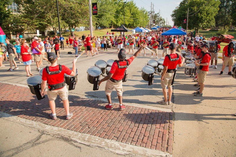 drumline performing on Holden Street