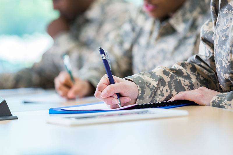 Military Students at Table