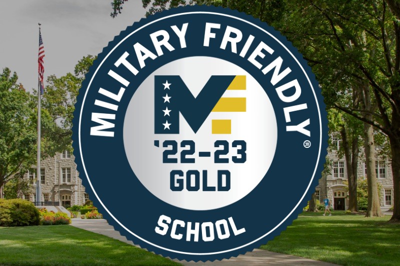 military friendly logo against university background