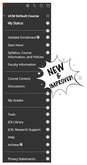 Default Blackboard Course Menu Area