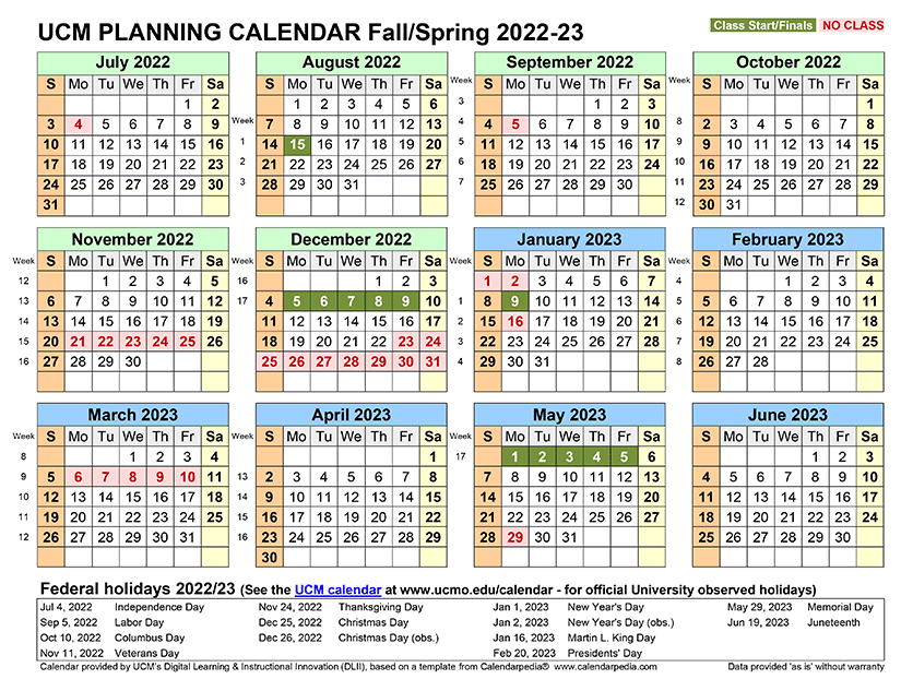 FY22-23 UCM Planning Calendar