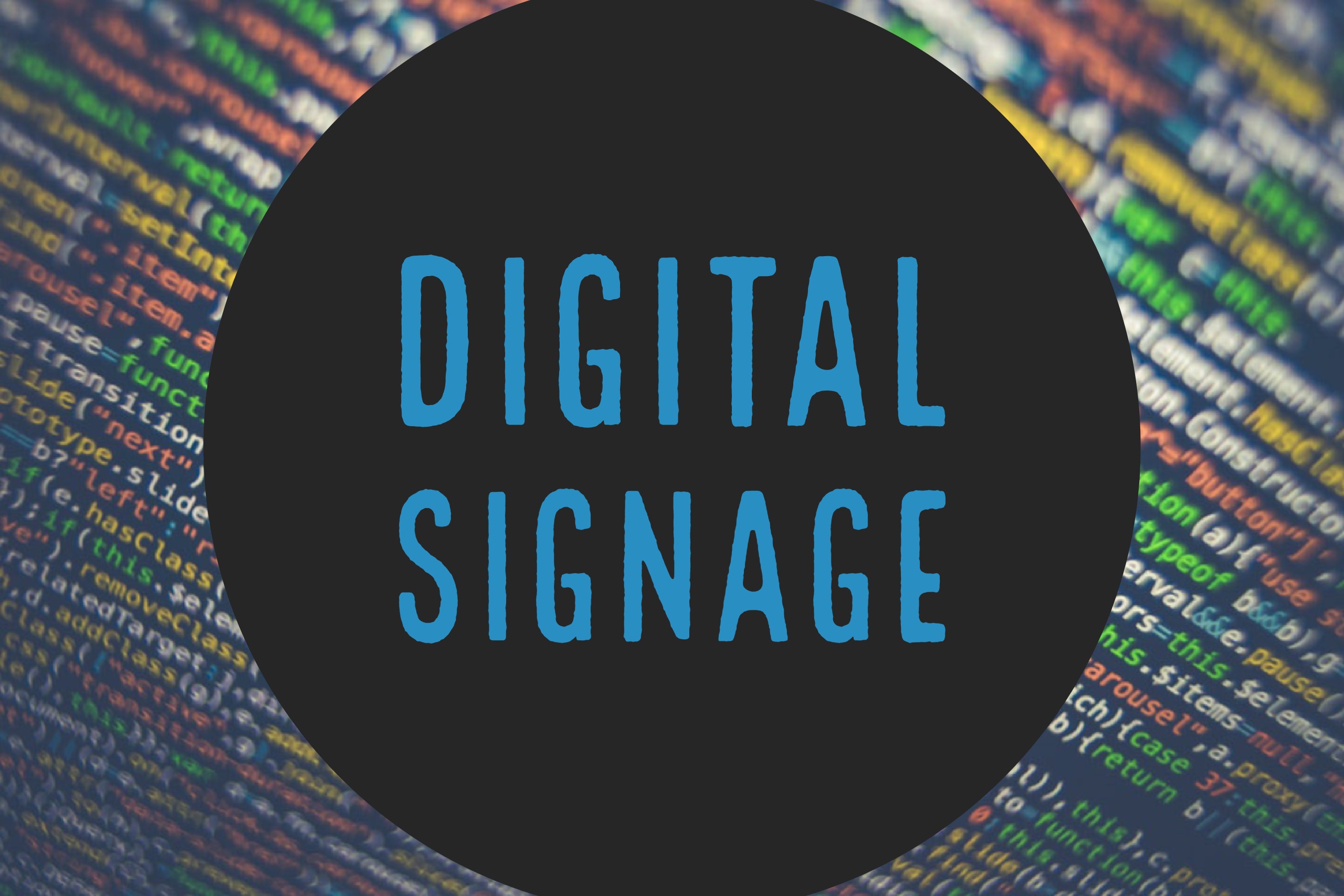 digital signage text over lights