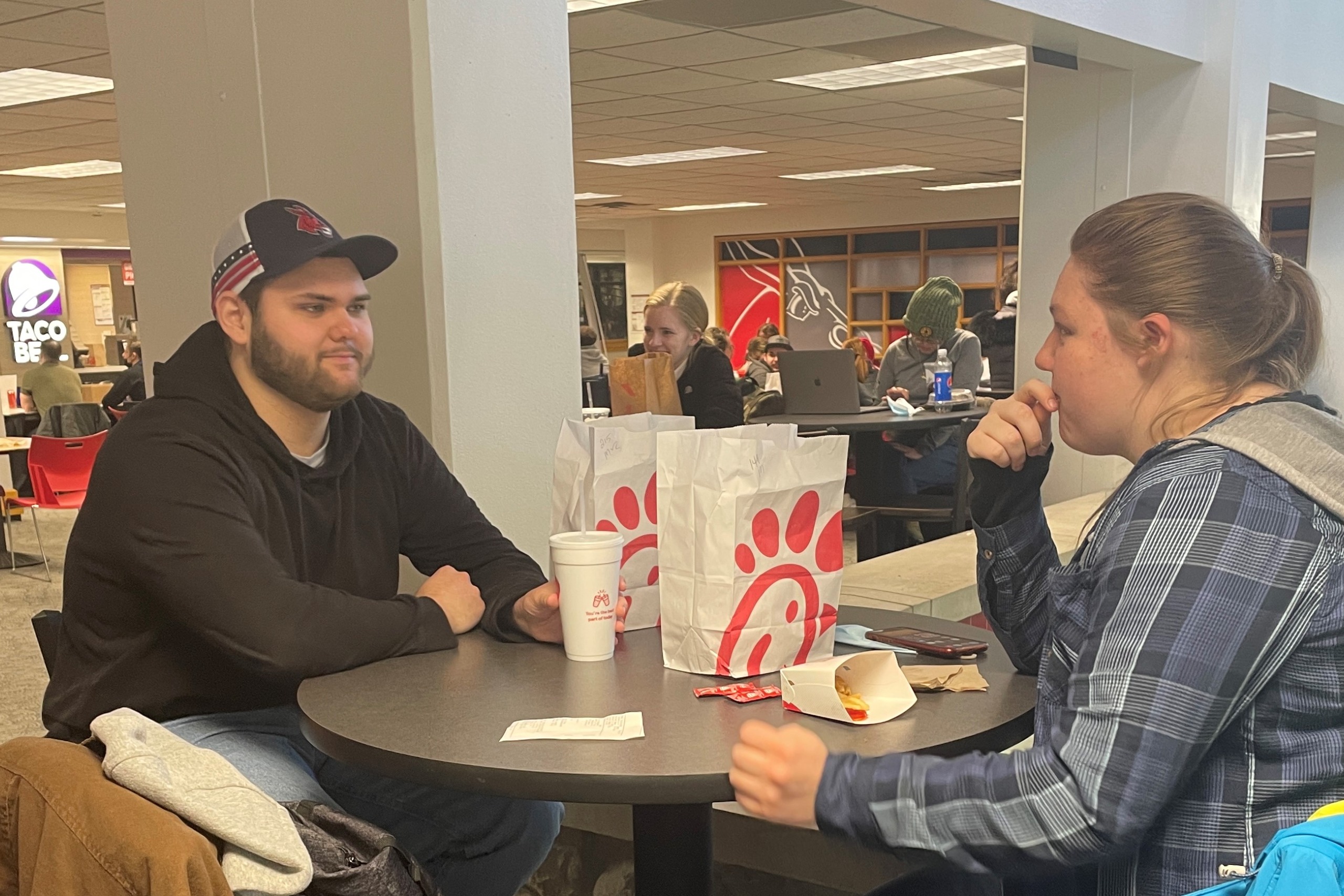 Students eating Chick-fil-A