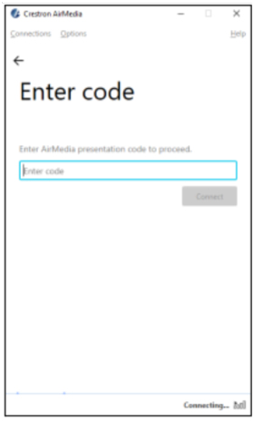 AirMedia - "Enter Code" screen