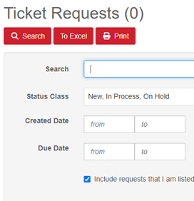 A screenshot of the TSC ticket screen