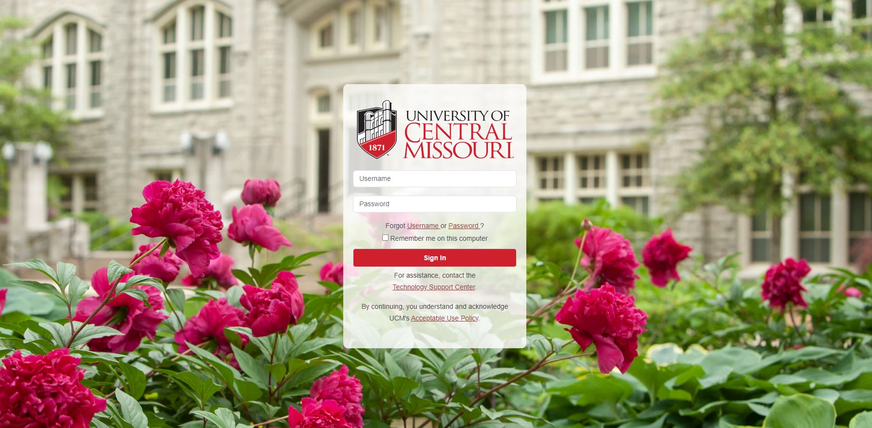 single sign on page image
