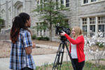 digital media production students filming outdoors
