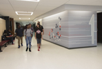 students walking in hallway of W.C. Morris