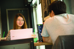 two students studying in Starbucks