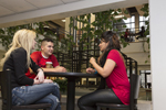 students eating in atrium at Elliott Student Union