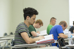 close up of male student in classroom