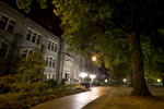 exterior of Administration Building at night