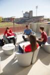 students studying outside The Crossing