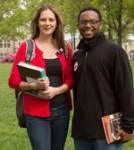 female and male student close up