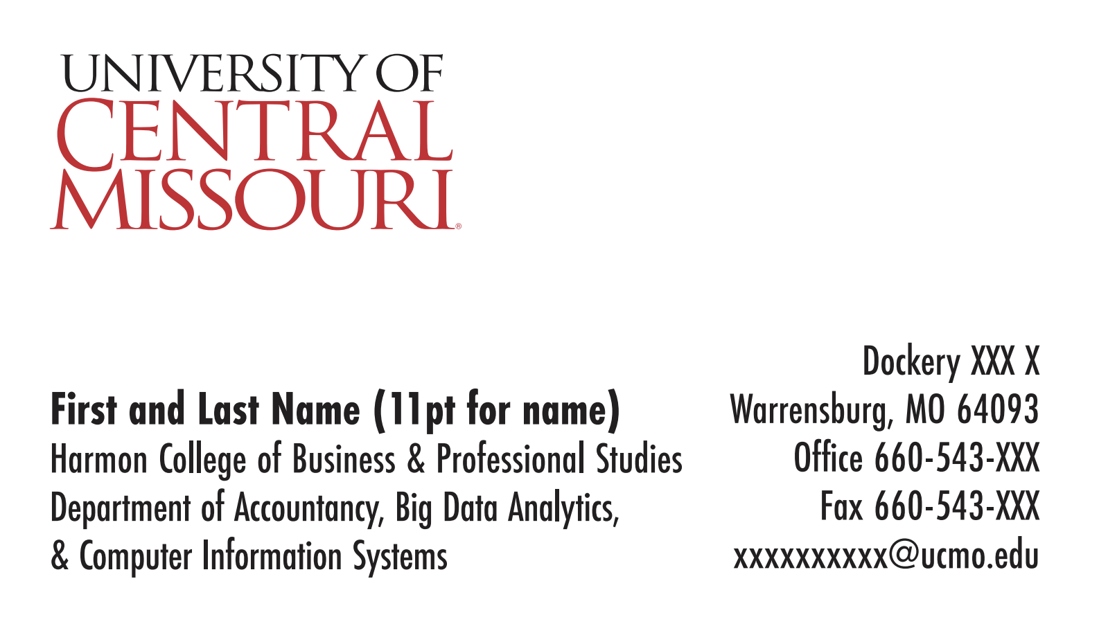 UCM Business Card Option 1