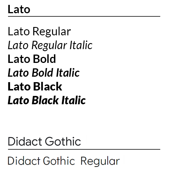 Web font views for Lato and Didact Gothic fonts