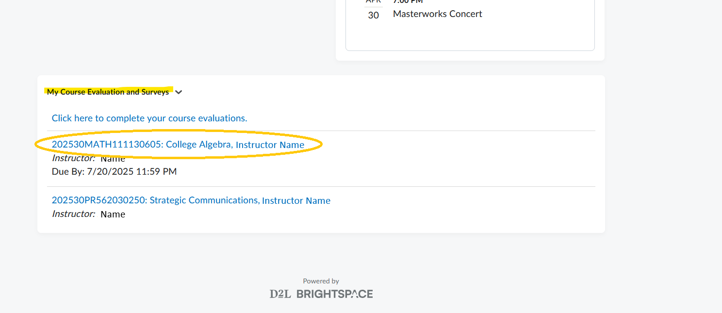 My Course Evaluation and Surveys